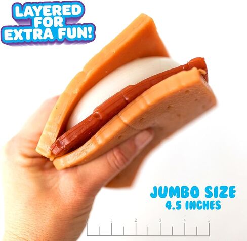 Taba Squishy - S'More (Jumbo) Large, 3.5" Super Soft & Sticky Layered TABA Squishies - Squish, Squeeze, Great for Stress Relief - Sensory / Fidget Play Food Squishy Toys for Kids and Adults in Saudi Arabia