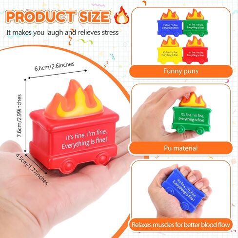 Shappy 4 PCS Humpster الإجهاد كرات التخفيف من القلق القلق هدية هدية PU كرات الإجهاد للبالغين علاج الهدايا التقدير لزميل العمل في المكتب (ملون) in Kuwait