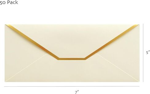 Money Envelopes – V-Flap Foil Border Luxury Gifting Money Envelopes (3" x 7") – Perfect for Weddings, Invitations, Baby Showers, Photos, Graduations, and Birthdays (Ivory, 50 Pack) in Kuwait