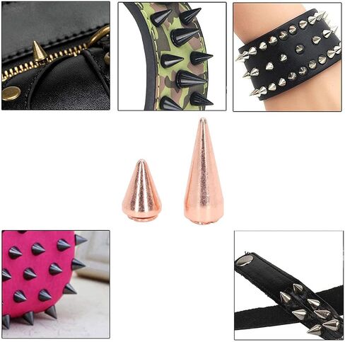 Punk Cone Spikes Studs 10 Pcs Spike Screw Rivets Bags Clothes Shoes Decorative Nails Screws Punk Rose Gold Clothing Decoration Luggage Accessories Leather Leathercraft Rivets in Saudi Arabia