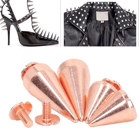 Punk Cone Spikes Studs 10 Pcs Spike Screw Rivets Bags Clothes Shoes Decorative Nails Screws Punk Rose Gold Clothing Decoration Luggage Accessories Leather Leathercraft Rivets in Saudi Arabia