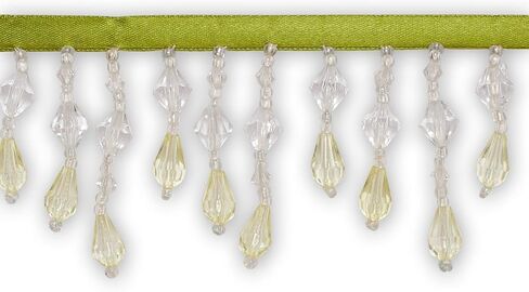 Small Teardrop Beaded Rhinestone Tassel Fringe 2 & 3/8" Wide Polyester Trim Sold by The Yard (Black/Clear) in Kuwait