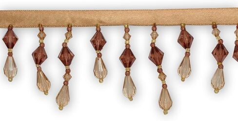 Small Teardrop Beaded Rhinestone Tassel Fringe 2 & 3/8" Wide Polyester Trim Sold by The Yard (Black/Clear) in Kuwait