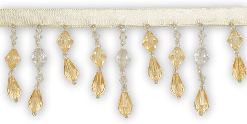 Small Teardrop Beaded Rhinestone Tassel Fringe 2 & 3/8" Wide Polyester Trim Sold by The Yard (Black/Clear) in Kuwait