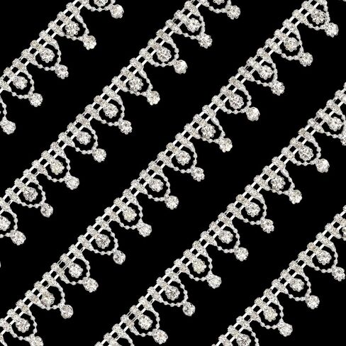 GLOBLELAND 1 Yard 2cm Wide Rhinestone Fringe Trim Lace Diamond Crystal Tassel Chain Rhinestone Applique for Sewing Crafts Wedding Dress Clothing Accessories DIY Decoration in Saudi Arabia