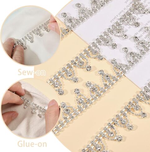GLOBLELAND 1 Yard 2cm Wide Rhinestone Fringe Trim Lace Diamond Crystal Tassel Chain Rhinestone Applique for Sewing Crafts Wedding Dress Clothing Accessories DIY Decoration in Saudi Arabia