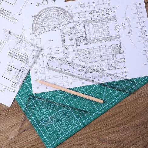 4 Pcs Transparent Plastic Ruler Kit, Math Geometry Set with 8 Inch Straight Ruler, Triangle Rulers, Protractor, Clear Measuring Tools for Office and Drafting in Saudi Arabia