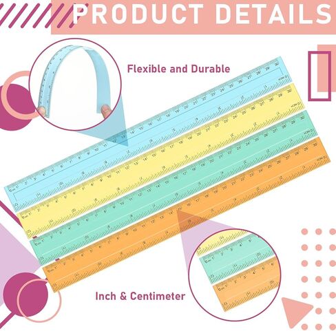 240 Pcs 12 Inch Plastic Rulers Bulk, Back to School Supplies, Assorted Colored Flexible Metric Rulers with Centimeters and Inches Measuring Tool for School Classroom Students(Boho) in Saudi Arabia