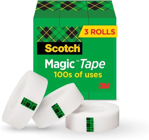 Scotch Magic Tape, 3 Rolls, Numerous Applications, Invisible, Engineered for Repairing, 3/4 x 800 Inches, 1 Inch Core, Boxed (810S3) in Saudi Arabia