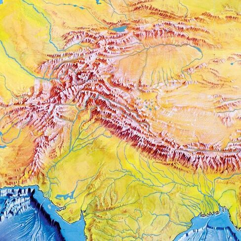 العالم الخريطة الطبوغرافية في قاع المحيط | ملصق طباعة الفن التعليمي ديكور جدار خمر (24 × 42 بوصة) in Kuwait