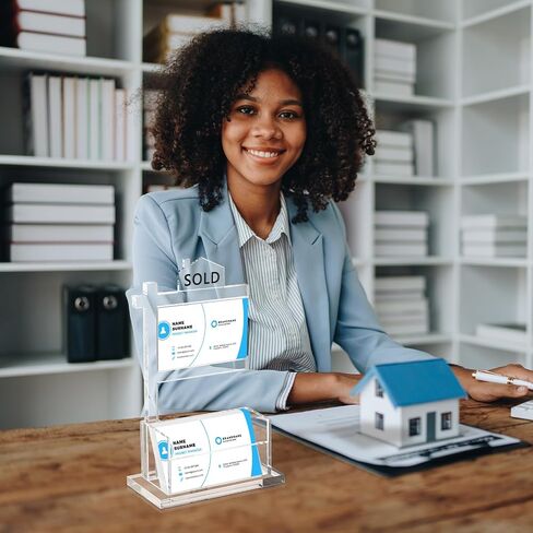 حامل بطاقة العمل العقارية chunful هدايا Acrylic Clear Real Estate Movels Work Pusiness Display Supply Supplies Open House Collects 3. 5 × 2 بوصة لوكلاء المنزل (الكلاسيكيات) in Saudi Arabia
