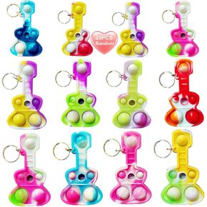 Goodangie00 20 Packs Rainbow Bulk Music Mini Pop Guitar Bubble Fidget Keychain Gift for Easter Kids Boys Girls Beach Party Favors and Classroom Student Prize in Kuwait