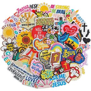 45 Pcs Christian Iron On Patches, Inspirational Bible Verse, Faith, Cross & Religious Embroidered Appliques Iron on Patches for Clothes, Hats, Jackets, Bags, Etc in Kuwait
