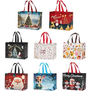 24 Pack Large Christmas Gift Bags 12.8"*6.7"*9.8", Reusable Non-Woven Jumbo Tote Bags with Handles For Christmas Surprise, Xmas Party Supplies Wrapping Shopping in Saudi Arabia