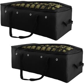 Hay Bale Bag,Heavy Duty 1600D Oxford Fabric Slow Feed Hay Bag Extra Large Hay Bale Storage Bag with Top Slow Feed Design for Horse, Goat, Donkeys,45x19.7x18.5 Inch,Black in Kuwait