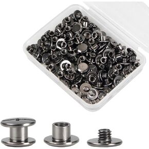 برغي ربط MroMax M4، M4 × 10 مم من الفولاذ الكربوني المطلي بالنيكل برأس متقاطع برغي شيكاغو مجموعة براغي ملزمة لتزيين الجلد بنفسك ودفتر القصاصات وألبومات الصور تجليد الكتب 25 قطعة in Kuwait