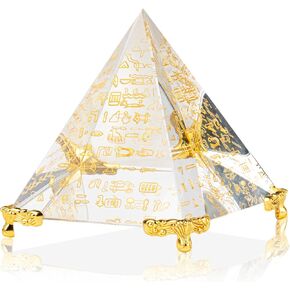 Crystal Pyramid Paperweight Healing Obsidian Positive Energy Mini Figurine，with Gold Base Office Living Room Desktop Decoration in Saudi Arabia