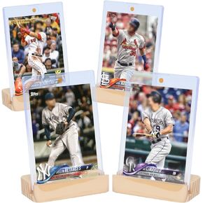 4Pack Magnetic Card Absolds لبطاقات البيسبول - واقي البطاقات الرياضية مع 4 مواقف خشبية ، و 35pt من الأكمام الصلبة البلاستيكية ، وبطاقات تداول البطاقات للبطاقات المتدرجة ، و MTG ، وبطاقات الألعاب الرياضية واللعبة in Kuwait