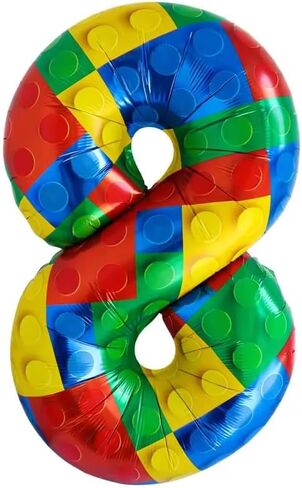 ديكورات عيد الميلاد صبي يبلغ من العمر 6 سنوات - زخارف عيد الميلاد السادسة أو التاسعة - طقم الحفلات لبنات البناء - رقم 9 أو 6 بالونات ، لافتة ، كب كيك وكعك القبعات - لوازم الطوب من الطوب للأولاد 6 أو 9 in Kuwait