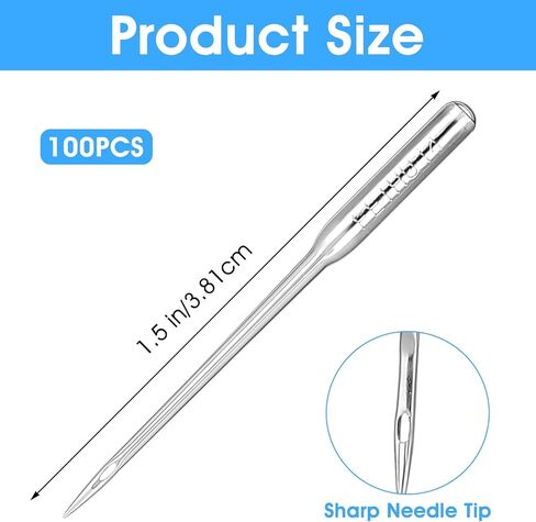 Heclia 100 PCS Machine Machine Needles Universal Size 90/14 إبر آلة الخياطة الثقيلة لمختلف الأقمشة المتوافقة مع المغني Brother Janome ومعظم ماركات آلات الخياطة المنزلية in Saudi Arabia