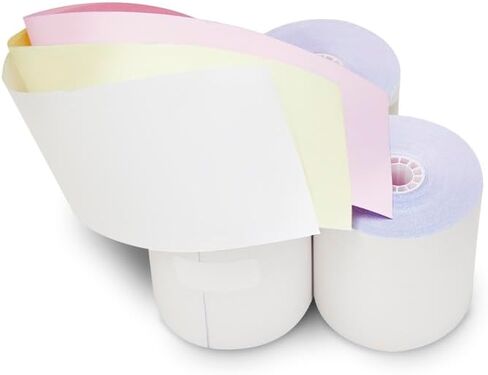 3 طلاء 3 "بوصة 65 قدمًا (50 لفائف) أبيض/كناري/ورق مطبخ بدون كربون وردي 50 لفات TMU 220 ورقة أمريكا (3 فول 3" بوصة 65 قدمًا) in Kuwait