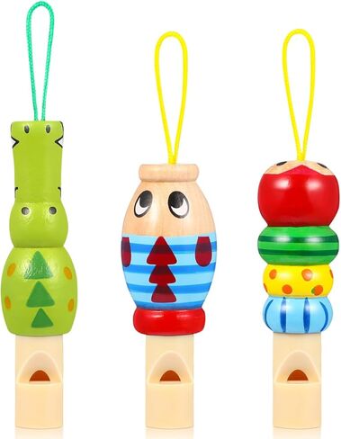 NUOBESTY Whistle Toys, 3pcs Animal Wood Whistles for Kids Wooden Children Music Instrument Educational Toys for Party Favors, Interactive Toys (Random Style) in Saudi Arabia