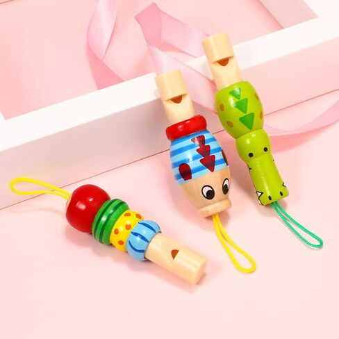NUOBESTY Whistle Toys, 3pcs Animal Wood Whistles for Kids Wooden Children Music Instrument Educational Toys for Party Favors, Interactive Toys (Random Style) in Saudi Arabia