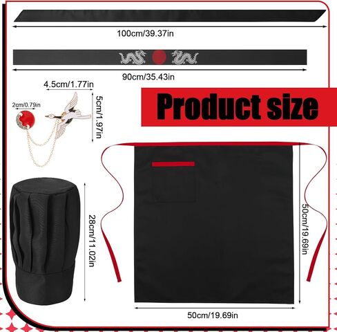 Hibachi Chef Hat and Apron Costume Set, Professional Complete Japanese Teppanyaki Costume with Tall Chef Hat in Saudi Arabia