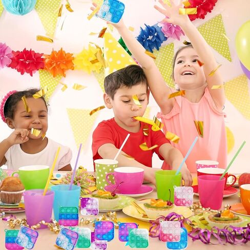 100 Square Mini Pop Keychain Bulk Party Favors Fidget Toys Bulk for Boy Girl Adult Fidgets Packs Sensory Stress Bauble Christmas Easter Birthday Party Supplies Goodie Bag Stuffer Classroom in Kuwait
