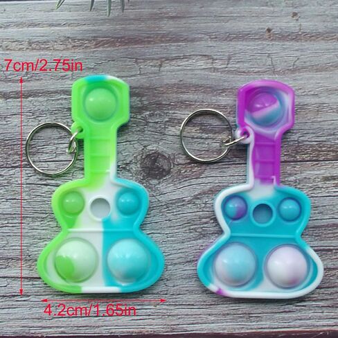 Goodangie00 20 Packs Rainbow Bulk Music Mini Pop Guitar Bubble Fidget Keychain Gift for Easter Kids Boys Girls Beach Party Favors and Classroom Student Prize in Kuwait