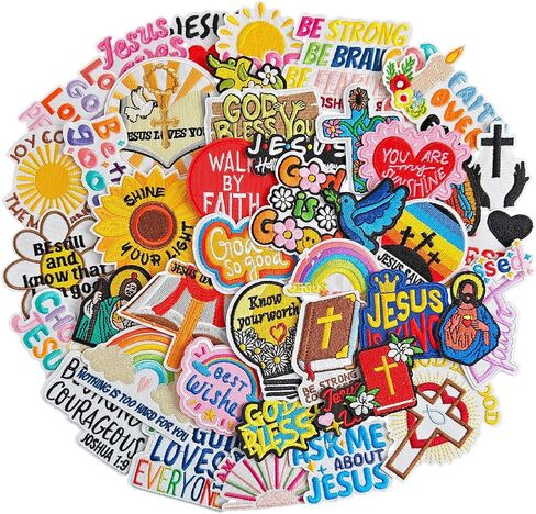 45 Pcs Christian Iron On Patches, Inspirational Bible Verse, Faith, Cross & Religious Embroidered Appliques Iron on Patches for Clothes, Hats, Jackets, Bags, Etc in Kuwait