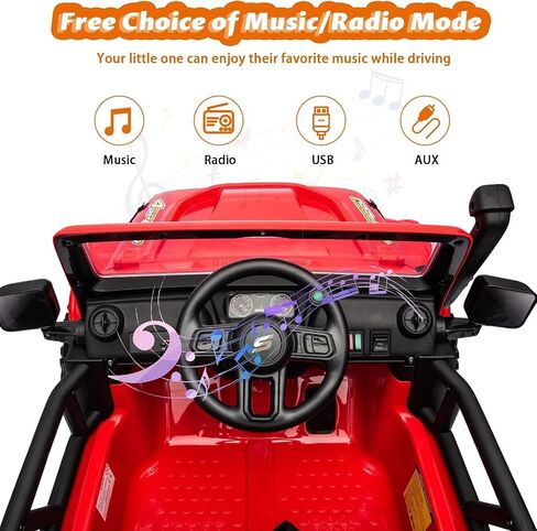 Hetoy Kids Electric Ride on Truck Car Remote Control, 24V 2 Seater,Bluetooth USB Music Player, 4WD Battery Powered, Soft Braking, 4 Wheels Suspension LED Lights Safety Belt, Gift for Boy & Girl-Black in Kuwait