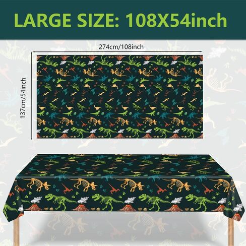3 عبوات ديناصورات من المفشارات البلاستيكية-54 "× 108" أغطية طاولة دينو يمكن التخلص منها للأطفال ديكورات حفلة عيد ميلاد ، وقطعة قماش مقاومة للماء للأحداث الداخلية والخارجية in Kuwait