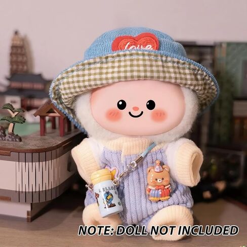 ملابس لـ Labubu Doll - ملابس Girl Magical لـ 17 سم لابوبو ، فستان ساتان وردي وبيضاء مع النجوم ، وملحقات رأس الشريط الكبيرة والملحقات السحرية - ملحقات الدمية فقط in Saudi Arabia