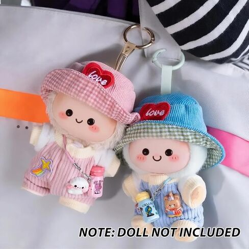 ملابس لـ Labubu Doll - ملابس Girl Magical لـ 17 سم لابوبو ، فستان ساتان وردي وبيضاء مع النجوم ، وملحقات رأس الشريط الكبيرة والملحقات السحرية - ملحقات الدمية فقط in Saudi Arabia