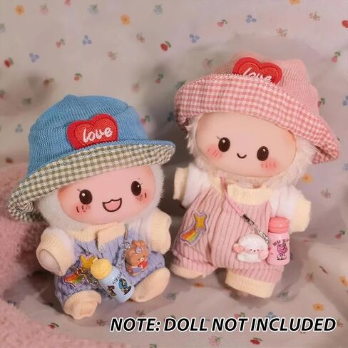 ملابس لـ Labubu Doll - ملابس Girl Magical لـ 17 سم لابوبو ، فستان ساتان وردي وبيضاء مع النجوم ، وملحقات رأس الشريط الكبيرة والملحقات السحرية - ملحقات الدمية فقط in Saudi Arabia