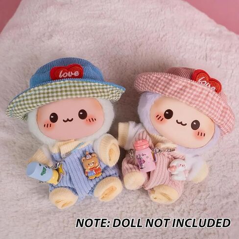 ملابس لـ Labubu Doll - ملابس Girl Magical لـ 17 سم لابوبو ، فستان ساتان وردي وبيضاء مع النجوم ، وملحقات رأس الشريط الكبيرة والملحقات السحرية - ملحقات الدمية فقط in Saudi Arabia