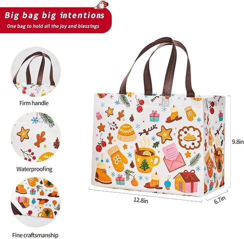 24 Pack Large Christmas Gift Bags 12.8"*6.7"*9.8", Reusable Non-Woven Jumbo Tote Bags with Handles For Christmas Surprise, Xmas Party Supplies Wrapping Shopping in Saudi Arabia