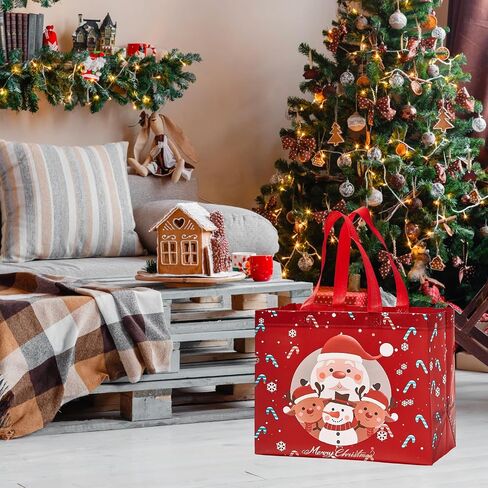 24 حزمة أكياس هدايا كبيرة لعيد الميلاد 12.8 "*6.7"*9.8 "، حقائب جامبو غير منسوبة قابلة لإعادة الاستخدام مع مقابض لمفاجأة عيد الميلاد ، لوازم الحفلات في عيد الميلاد لفها التسوق in Kuwait