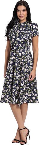 London Times Women's Petite Polished Crepe Tie Neck A-line Dress in Saudi Arabia