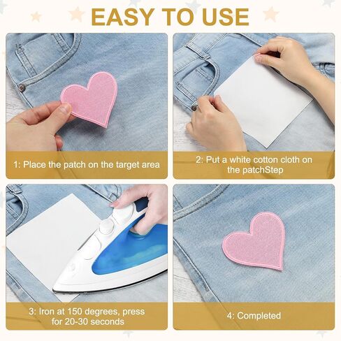 بقع حديد Heart Patikil ، 20 جهازًا ، خياطة على بقع مطرزة القلب ، زخارف زخارف لسترات السترات على ظهر حقيبة الظهر ، الأصفر ، 1.6 "× 1.4" in Saudi Arabia