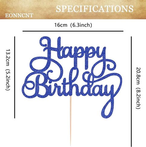 Happy Birthday Cake Topper - Light Blue Glitter Birthday Party Cake Decoration Supplies - Happy Birthday Cake Decor, for Anniversary/Birthday Party Supplies Photo Booth Props in Kuwait