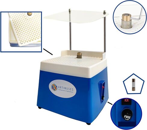 Stained Glass Grinder with 5/8" & 1" Diamond Grinder Bit, Acrylic Baffle, 4200RPM Stain Glass DIY Tool, Blue in Saudi Arabia