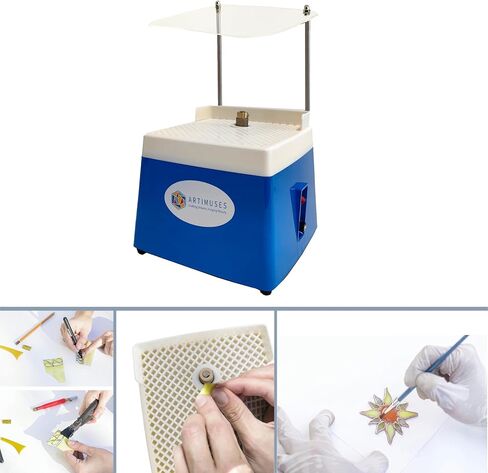 Stained Glass Grinder with 5/8" & 1" Diamond Grinder Bit, Acrylic Baffle, 4200RPM Stain Glass DIY Tool, Blue in Saudi Arabia