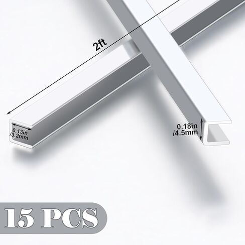 Mornerro 15 PCS 30 ft 1/8 "جاءت هواية على شكل حرف U لإمدادات زجاجية ملون من الزجاج الملون ، 2 قدم لكل منها in Kuwait