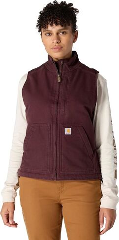 Carhartt Women's Relaxed Fit Washed Duck Sherpa-Lined Mock-Neck Vest in Saudi Arabia