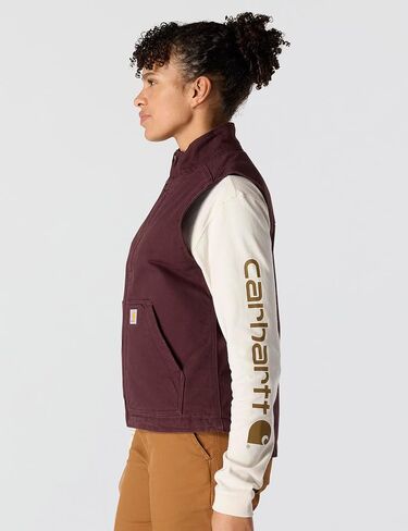 Carhartt Women's Relaxed Fit Washed Duck Sherpa-Lined Mock-Neck Vest in Saudi Arabia