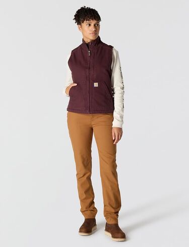 Carhartt Women's Relaxed Fit Washed Duck Sherpa-Lined Mock-Neck Vest in Saudi Arabia