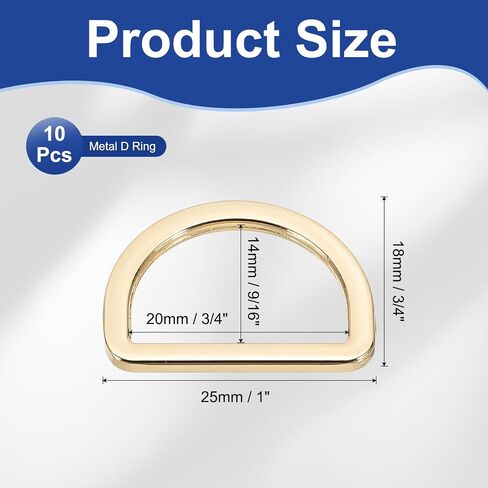 PATIKIL Metal D Ring, Flat Metal D Buckle Solid Dee Rings for Bags Backpack Wallets Leather Straps in Saudi Arabia