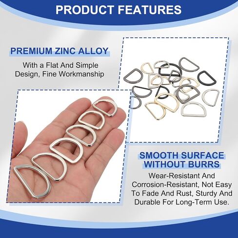 PATIKIL Metal D Ring, Flat Metal D Buckle Solid Dee Rings for Bags Backpack Wallets Leather Straps in Saudi Arabia